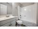 Clean bathroom with a white vanity, toilet, and shower/tub combo at 1153 Doris Ct, Rock Hill, SC 29730