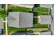 Aerial view of the home and backyard with a detached garage at 13813 Jacks Ln, Pineville, NC 28134