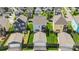 Aerial view showcasing the home, detached garages and yards at 13813 Jacks Ln, Pineville, NC 28134