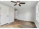 A bedroom featuring a ceiling fan and neutral paint, offering a calming atmosphere at 1676 Starmount Cir, Lancaster, SC 29720