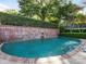 Relaxing pool area enclosed by brick walls and mature hedges, providing a private oasis at 2030 Radcliffe Ave, Charlotte, NC 28207