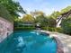 Inviting backyard pool surrounded by lush greenery, offering a serene outdoor retreat at 2030 Radcliffe Ave, Charlotte, NC 28207