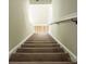 Staircase leading downwards with carpeted steps showcasing architectural design and layout of the residence at 2313 Glenwood St, Kannapolis, NC 28083