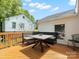 Back deck featuring a wooden table and chairs, perfect for outdoor dining and relaxation at 512 Secrest Ave, Belmont, NC 28012