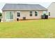 Well maintained backyard with a sliding glass door, level lawn, and space for outdoor activities at 531 Cherry Blossom Nw Ave, Concord, NC 28027
