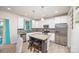 Modern kitchen featuring granite island, stainless appliances, white cabinets and wood flooring at 710 Anglin Forest Way, Charlotte, NC 28214