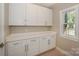 Butler's pantry with custom cabinets, white countertops, and window at 8225 Long Island Rd, Catawba, NC 28609