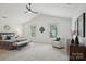 Bright main bedroom suite with vaulted ceilings, decor, and natural light from two large windows at 9612 Eagle Feathers Dr, Charlotte, NC 28214