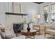 Bright living room features a decorative fireplace, hardwood floors, and neutral color palette at 2125 Kenilworth Ave, Charlotte, NC 28203