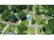 Aerial view showcasing a home with a pool nestled among trees at 4303 Greenhaven Ln, Gastonia, NC 28056