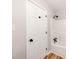 Clean bathroom featuring a shower with modern black fixtures and a new shower surround at 4303 Greenhaven Ln, Gastonia, NC 28056