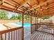 Covered patio providing shade with a view of the backyard pool at 4303 Greenhaven Ln, Gastonia, NC 28056