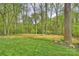 Lush green backyard with mature trees, offering a serene and private outdoor space at 438 Wonderwood Dr, Charlotte, NC 28211