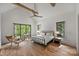 Bright, airy bedroom with vaulted ceilings, a large window, and modern furniture at 438 Wonderwood Dr, Charlotte, NC 28211