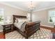 Elegant bedroom featuring a large bed, side tables, and hardwood floors at 9636 Cotton Stand Rd, Charlotte, NC 28277