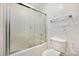 Updated bathroom features modern shower and marbled walls at 113 Hidden Creek Dr, Salisbury, NC 28147