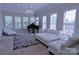 Bright living room featuring a grand piano, chandelier, and large windows for ample natural light at 143 S Gibbs Rd, Mooresville, NC 28117