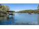 Expansive lake view showcasing a private covered dock on a bright day at 179 Abington Ln, Troutman, NC 28166
