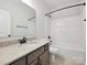 Bathroom with modern fixtures, quartz countertop, and shower-tub combo at 2229 Camber Dr # Cwo0100, Gastonia, NC 28054