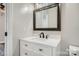 Bathroom with modern vanity, drawers, stone countertop, dark hardware and fixtures at 2335 Brookview Ct, Rock Hill, SC 29732