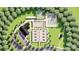 Aerial view showcasing the Roselyn community with tennis and pickleball courts with lush surroundings at 2807 Morning Song Way, Lancaster, SC 29720