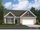 Charming one-story home featuring a two-car garage, complemented by mature trees, a well-manicured lawn, and tasteful green shutters at 2820 Morning Song Way, Lancaster, SC 29720