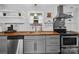 Well-lit kitchen with wood countertops, stainless steel appliances, and white cabinets at 4024 Seaforth Dr, Charlotte, NC 28205