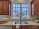 Kitchen sink view from the window with granite countertops and stainless steel appliances at 668 Sixth Baxter Xing, Fort Mill, SC 29708