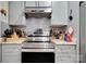 Updated kitchen features stainless steel appliances, sleek gray cabinets, and stylish hardware at 115 12Th Sw St, Hickory, NC 28602