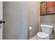 Clean half-bathroom featuring a toilet and a wall-mounted cabinet at 133 Misty Woods Dr, Lake Wylie, SC 29710