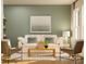 Comfortable living room showcasing a modern sofa, woven chairs, and sunlit window, perfect for relaxation at 1552 Croydon St, Indian Land, SC 29707
