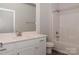 Bathroom featuring a combo tub and shower and large vanity at 184 Swann Rd # 1, Statesville, NC 28625