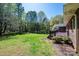 A lush, green backyard with mature trees and a wooden deck at 2426 36Th Ne Ave, Hickory, NC 28601