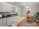 Well-lit eat-in kitchen with an island, featuring white cabinets and hardwood flooring at 405 N Wilson St # 103, Rock Hill, SC 29730