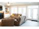 Spacious living room with fireplace, bar area, and natural light at 447 Shagbark Ct, Mount Gilead, NC 27306