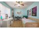 Bright bedroom with a daybed, desk area, carpet floors, and ceiling fan at 507 Texas Trl, Dallas, NC 28034