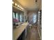 Bathroom features a single sink vanity, neutral paint, and shower with stylish patterned curtain at 529 Tribune Dr, Charlotte, NC 28214