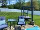 Serene backyard patio with comfortable seating and charming swing, perfect for relaxation at 715 Cody Ct, Fort Mill, SC 29715