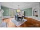 Elegant dining room with hardwood floors, a decorative chandelier, and large windows at 740 Woodlawn Ave, Mount Holly, NC 28120