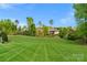 Expansive manicured backyard featuring mature trees and lush green grass creating a private oasis at 8100 Skye Knoll Dr # 144, Waxhaw, NC 28173