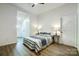 Comfortable bedroom features neutral decor, wood-look flooring, a ceiling fan and two bedside lamps for a cozy ambiance at 113 Woodside Ave, Gastonia, NC 28054
