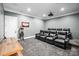 Home theater room with leather reclining seats, home theater screen, sound system, and projector at 129 Hunts Landing Dr, Mooresville, NC 28117