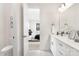 Bathroom view to bedroom highlighting the vanity and lighting at 1701 30Th Avenue Ne Ct, Hickory, NC 28601