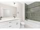 Bathroom with modern fixtures, vanity, toilet and shower at 1701 30Th Avenue Ne Ct, Hickory, NC 28601