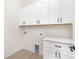 Bright laundry room with white cabinets, countertops, and utility hookups at 1701 30Th Avenue Ne Ct, Hickory, NC 28601
