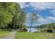 Scenic community lake view with lush greenery, walking path, and picnic area, perfect for serene outdoor enjoyment at 2030 Bosna Ln, Fort Mill, SC 29715
