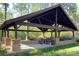 A large outdoor pavilion featuring stone pillars, picnic tables, and ample seating, ideal for community events and gatherings at 2030 Bosna Ln, Fort Mill, SC 29715