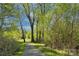 A serene walking trail meanders through lush greenery and trees, inviting residents to enjoy nature and outdoor exercise at 2030 Bosna Ln, Fort Mill, SC 29715