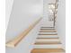 Bright staircase with wooden handrails and white risers, leading to the upper level of the home at 210 Walford Dr, Charlotte, NC 28208