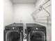 Modern laundry room with front loading washer and dryer, plus built in shelving at 3042 Burnello Ct, Iron Station, NC 28080